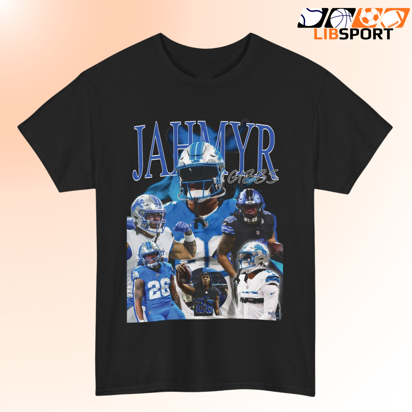 Jahmyr Gibbs Detroit Lions T Shirt, Vintage Nfl Football Fan Tee, Unisex Game Day Streetwear Shirt